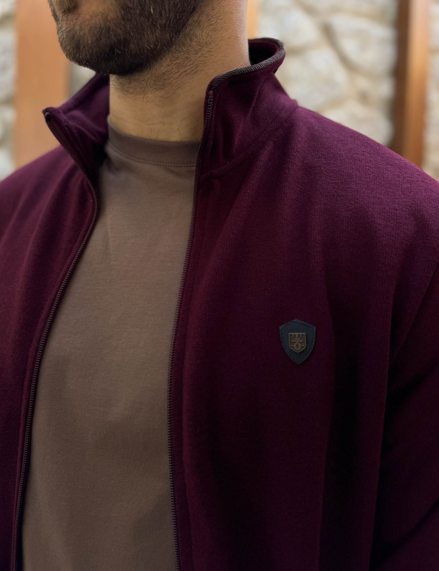 Everbest ανδρική Plus Size μπορντό ζακέτα με ριπ ύφασμα 261038B φωτογραφία